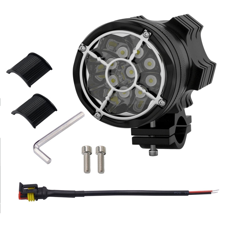 DC 9V-48V 5500LM 6000K 45W IP67 9 LED Lamp Beads Motorcycle Aluminum Alloy LED Headlight Lamps, Constantly Bright