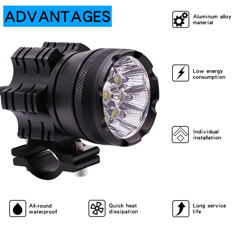 DC 9V-48V 5500LM 6000K 45W IP67 9 LED Lamp Beads Motorcycle Aluminum Alloy LED Headlight Lamps, Constantly Bright + Blasting Flash