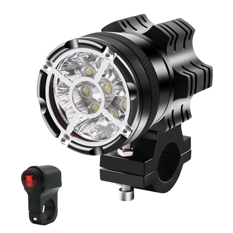 DC 9V-48V 5500LM 6000K 45W IP67 9 LED Lamp Beads Motorcycle Aluminum Alloy LED Headlight Lamps with Switch, Constantly Bright