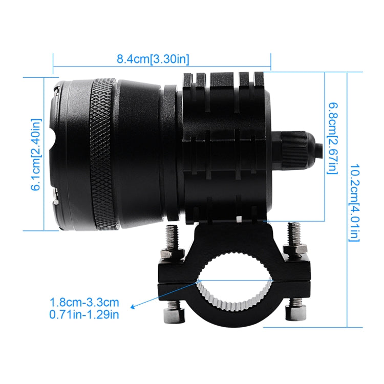 DC 9V-48V 5500LM 6000K 45W IP67 9 LED Lamp Beads Motorcycle Aluminum Alloy LED Headlight Lamps with Switch, Constantly Bright