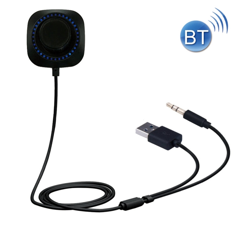 B3510 Car Bluetooth 4.1 Wireless Music Receiver with Built-in Mic & LED Lights for iPhone / iPad / Stereo, Support Hands-free / iOS Siri (Black)