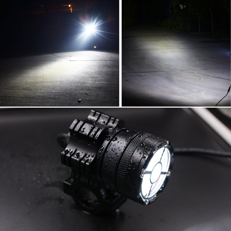 2 PCS DC 12V 5500LM 6000K 45W IP67 9 LED Lamp Beads Motorcycle Aluminum Alloy LED Headlight Lamps with Switch and Cable Hardness, Constantly Bright