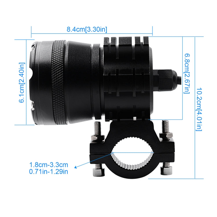 2 PCS DC 12V 5500LM 6000K 45W IP67 9 LED Lamp Beads Motorcycle Aluminum Alloy LED Headlight Lamps with Switch and Cable Hardness, Constantly Bright