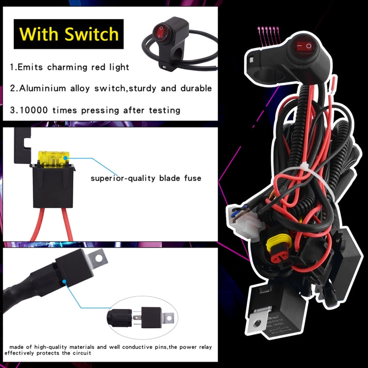 2 PCS DC 12V 5500LM 6000K 45W IP67 9 LED Lamp Beads Motorcycle Aluminum Alloy LED Headlight Lamps with Switch and Cable Hardness, Constantly Bright