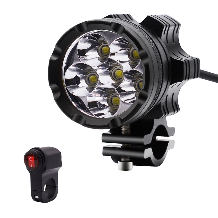 DC 12V 4000LM 6000K 30W IP67 6 LED Lamp Beads Motorcycle Aluminum Alloy LED Headlight Lamps with Switch, Constantly Bright + Blasting Flash