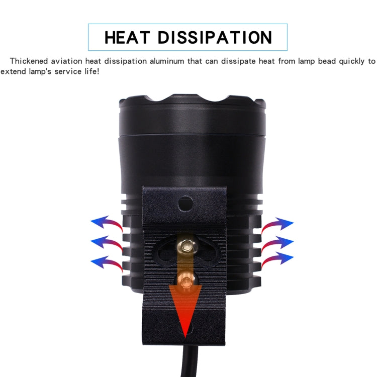 2 PCS DC 12V 4000LM 6000K 30W IP67 6 LED Lamp Beads Motorcycle Aluminum Alloy LED Headlight Lamps with Switch and Cable Hardness, Constantly Bright