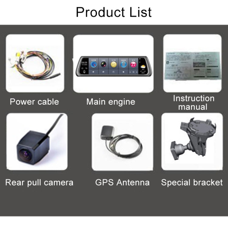 K920 10 inch 1080P Multi-functional Smart Car ADAS Dual Lens Video Record Camera Support TF Card / Motion Detection