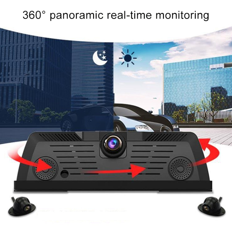 K600 360 Degree 10 inch 1080P Multi-functional Smart Car ADAS Dual Lens Video Record Camera Support TF Card / Motion Detection