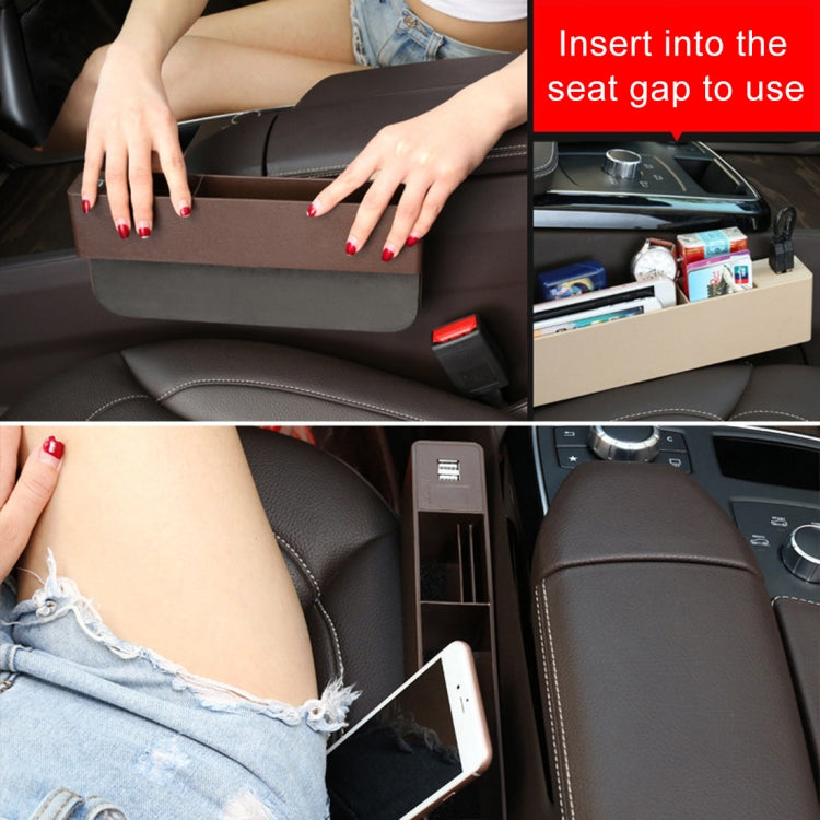 Universal Car Multi-functional Charger Console Side Pocket Seat Gap Side Storage Box, with 2 USB Ports