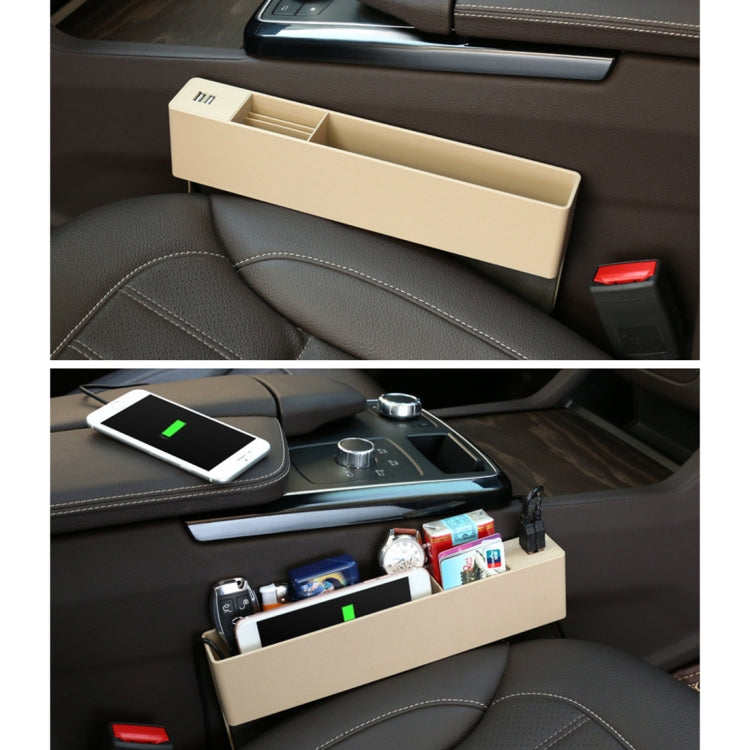 Universal Car Multi-functional Charger Console Side Pocket Seat Gap Side Storage Box, with 2 USB Ports