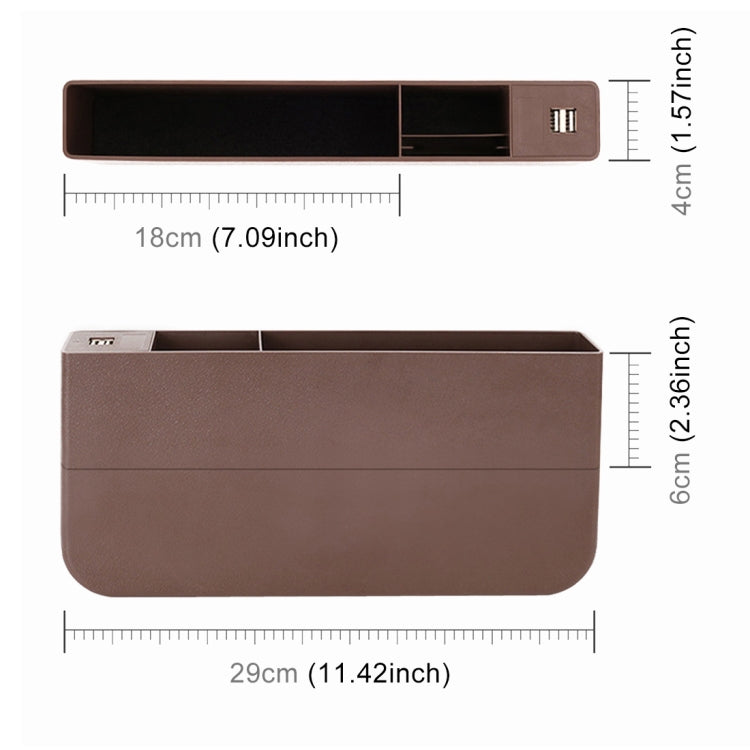 Universal Car Multi-functional Charger Console Side Pocket Seat Gap Side Storage Box, with 2 USB Ports