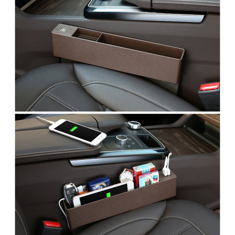Universal Car Multi-functional Charger Console Side Pocket Seat Gap Side Storage Box, with 2 USB Ports