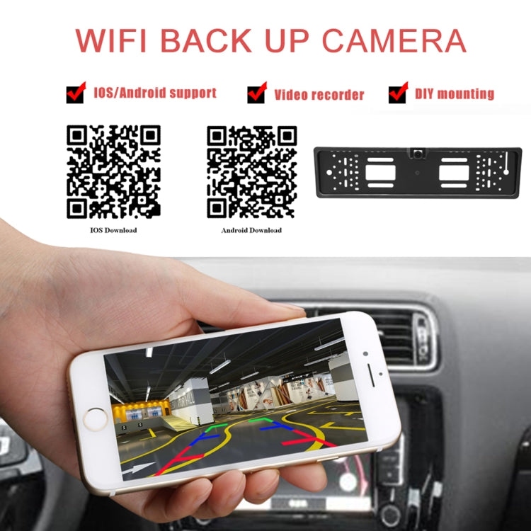 PZ421-WF Europe Car License Plate Frame 170 Degree WIFI Rear View Camera