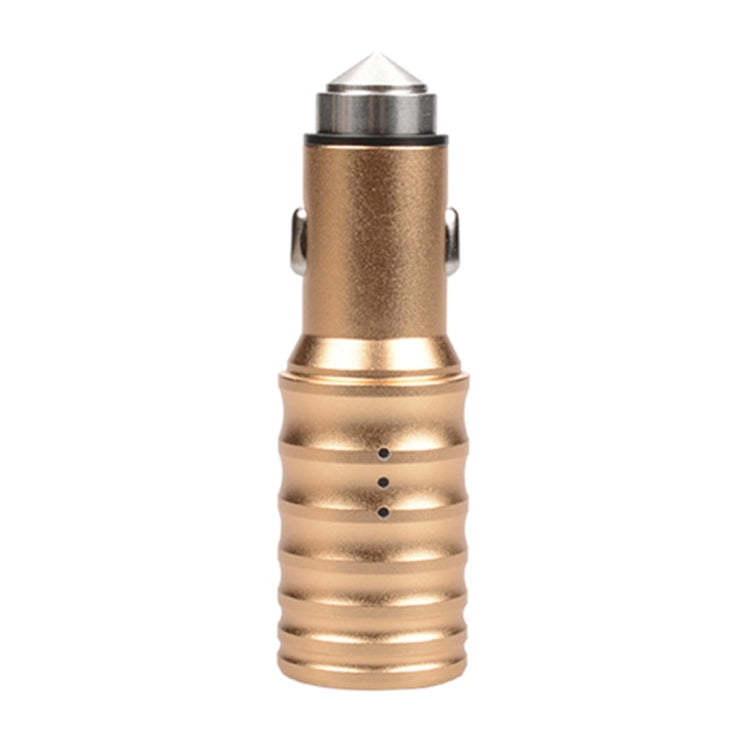 SEZU Screw Texture Aviation Aluminium 1A + 2.1A Dual USB Car Charger with Air-purifying Function & Safety Hammer
