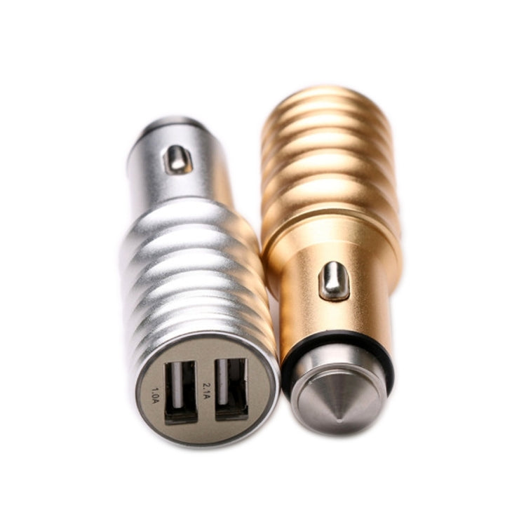 SEZU Screw Texture Aviation Aluminium 1A + 2.1A Dual USB Car Charger with Air-purifying Function & Safety Hammer