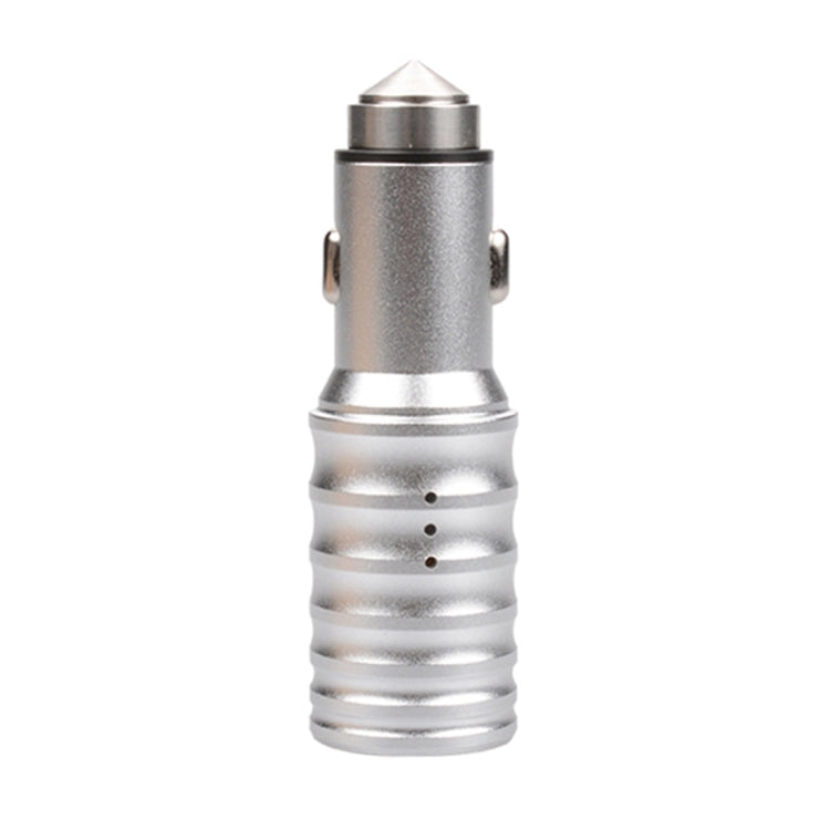 SEZU Screw Texture Aviation Aluminium 1A + 2.1A Dual USB Car Charger with Air-purifying Function & Safety Hammer