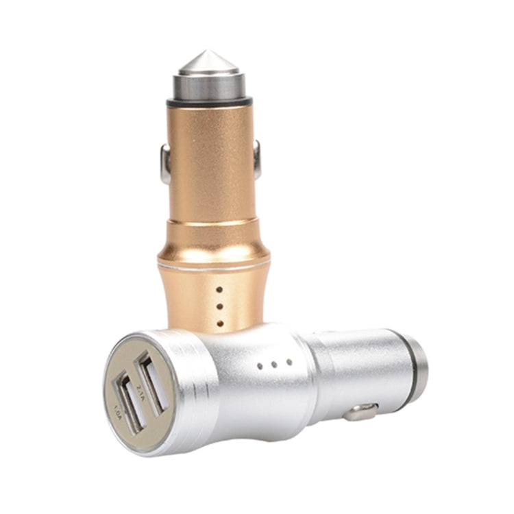 SEZU Tiny Waist Series Aviation Aluminium 1A + 2.1A Dual USB Car Charger with Air-purifying Function & Safety Hammer