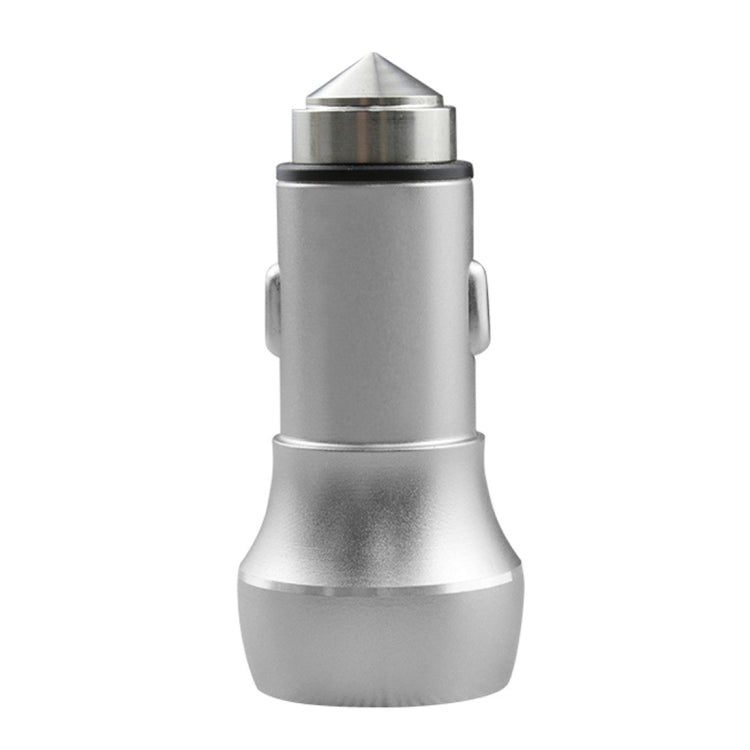 SEZU Thick Round Aviation Aluminium 1A + 2.1A Dual USB Car Charger with Safety Hammer