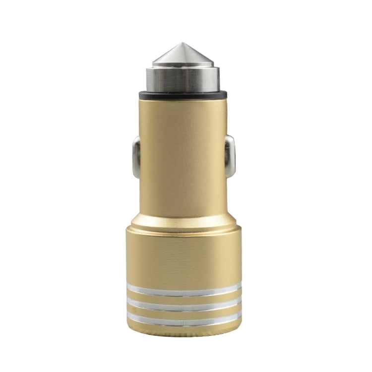 SEZU Thick Stripes Texture Aviation Aluminium 1A + 2.1A Dual USB Car Charger with Safety Hammer