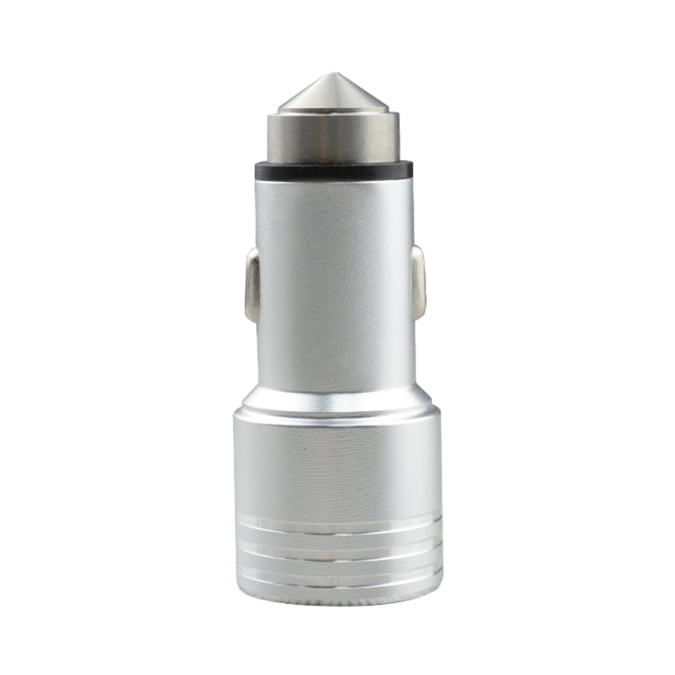 SEZU Thick Stripes Texture Aviation Aluminium 1A + 2.1A Dual USB Car Charger with Safety Hammer