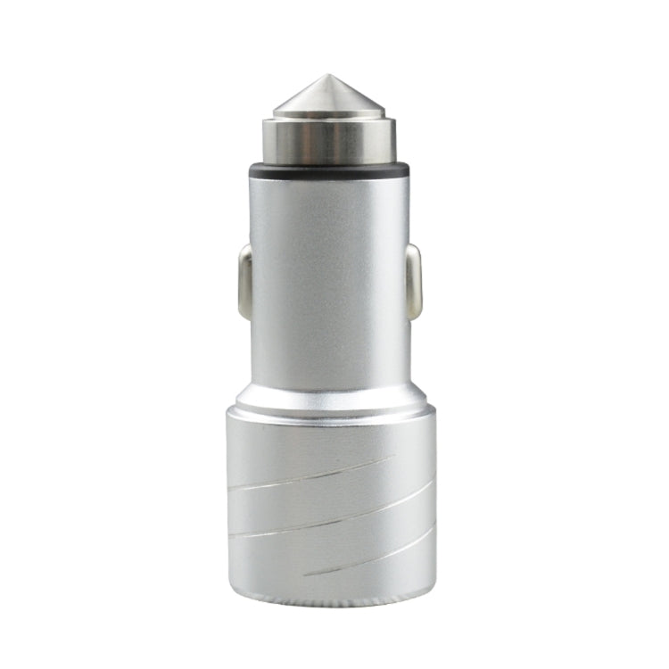 SEZU Whirl Texture Aviation Aluminium 1A + 2.1A Dual USB Car Charger with Safety Hammer