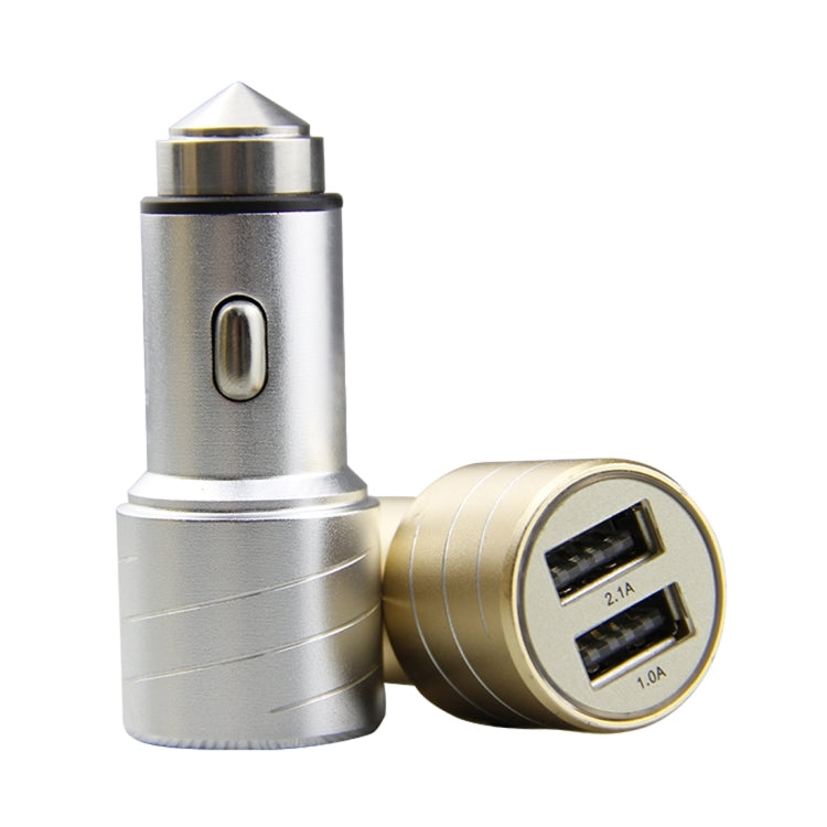 SEZU Whirl Texture Aviation Aluminium 1A + 2.1A Dual USB Car Charger with Safety Hammer