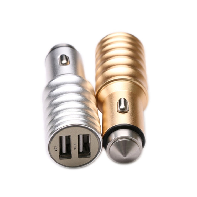 SEZU Screw Texture Aviation Aluminium 1A + 2.1A Dual USB Car Charger with Safety Hammer