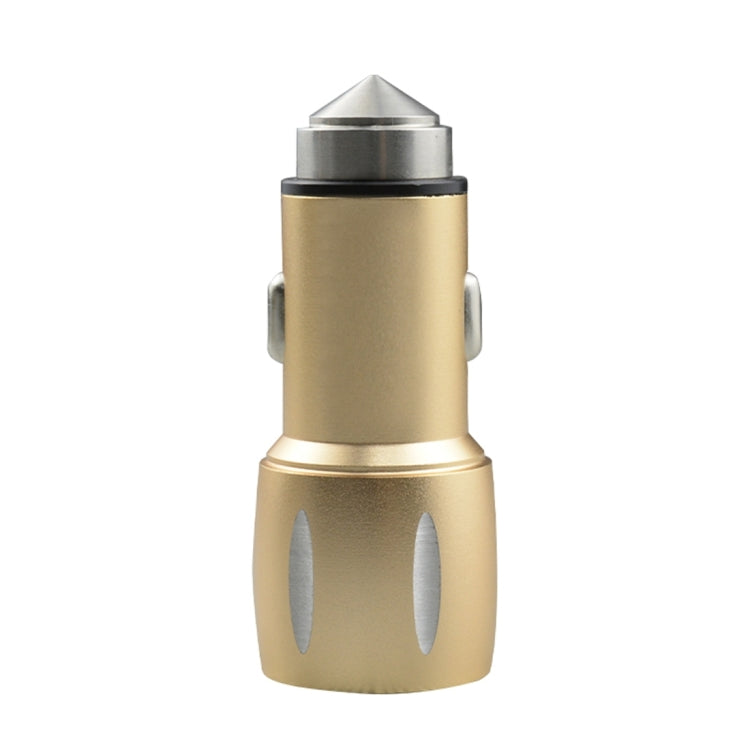SEZU Vertical Stripes Texture Aviation Aluminium 1A + 2.1A Dual USB Car Charger with Safety Hammer