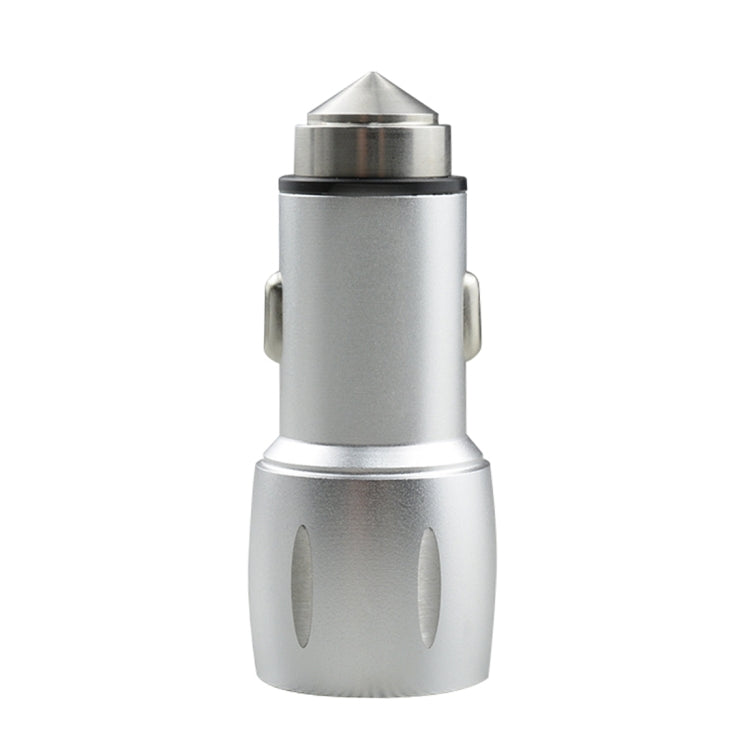 SEZU Vertical Stripes Texture Aviation Aluminium 1A + 2.1A Dual USB Car Charger with Safety Hammer