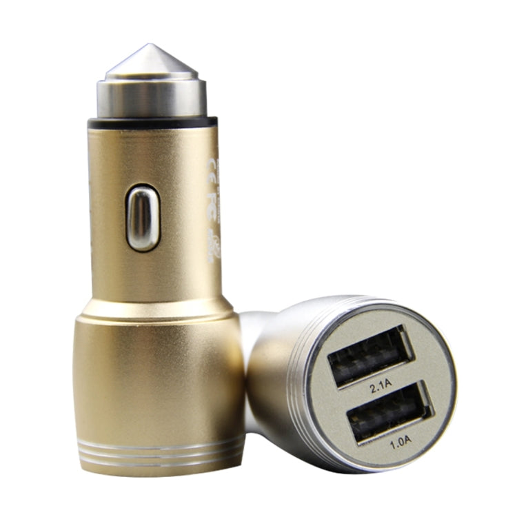 SEZU Thin Stripes Texture Aviation Aluminium 1A + 2.1A Dual USB Car Charger with Safety Hammer