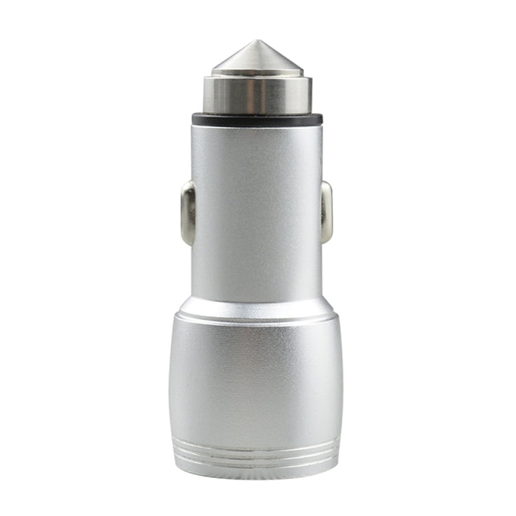 SEZU Thin Stripes Texture Aviation Aluminium 1A + 2.1A Dual USB Car Charger with Safety Hammer