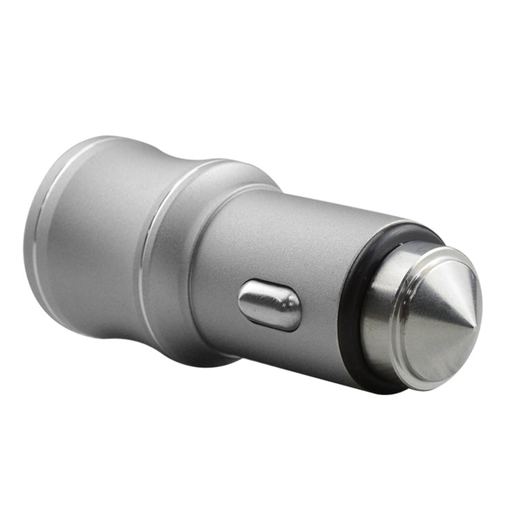 SEZU Tiny Waist Series Aviation Aluminium 1A + 2.1A Dual USB Car Charger with Safety Hammer