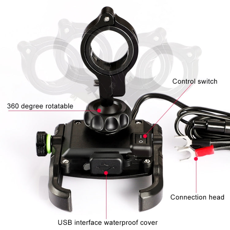 Motorcycles / Bicycle USB Charger QC 3.0 Fast Charging Phone Bracket, Suitable for 6-9cm Device