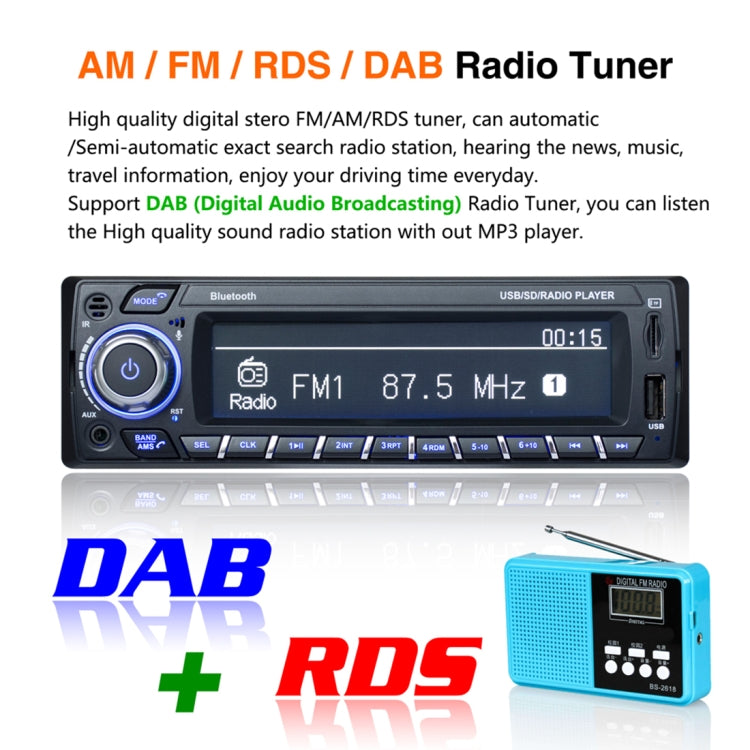 3101 Car Single Din Stereo Radio MP3 Audio Player with Remote Control, Support Bluetooth Hand-free Calling / FM / USB / SD Slot