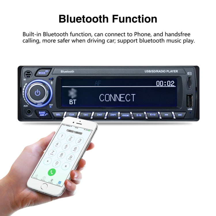 3101 Car Single Din Stereo Radio MP3 Audio Player with Remote Control, Support Bluetooth Hand-free Calling / FM / USB / SD Slot