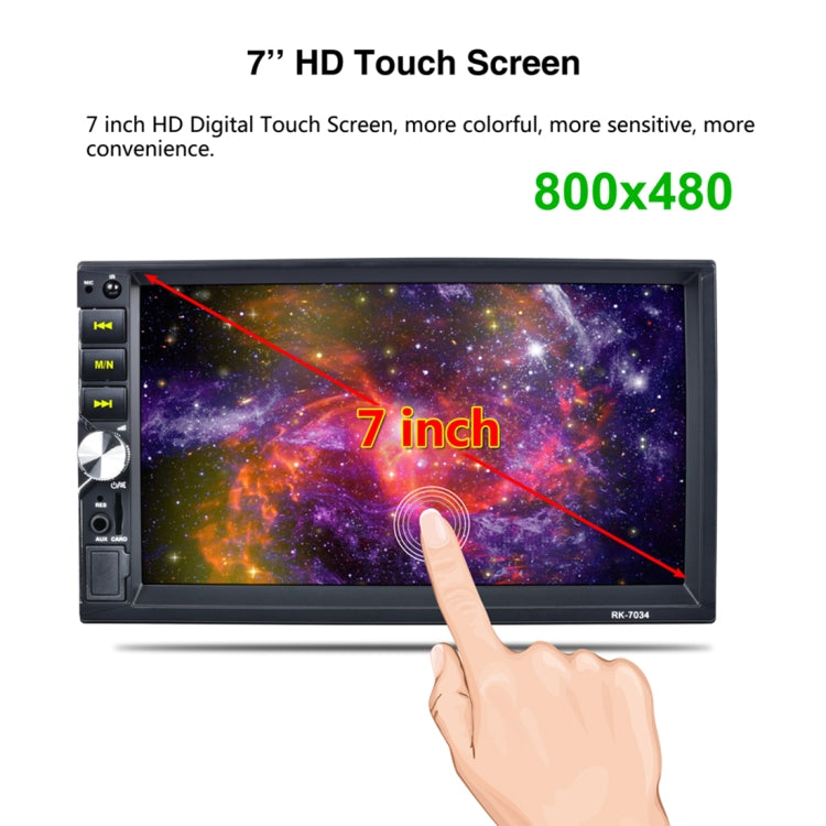 7034 HD 2 Din 7 inch Car Radio Receiver MP5 Player, Support FM & AM & Bluetooth & TF Card