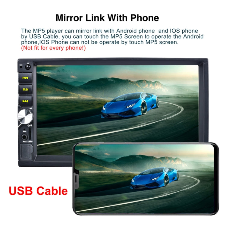 7034 HD 2 Din 7 inch Car Radio Receiver MP5 Player, Support FM & AM & Bluetooth & TF Card