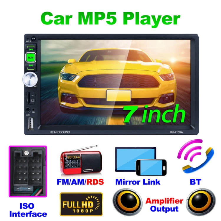 7159A HD 2 Din 7 inch Car Radio Receiver MP5 Player, Support FM & Bluetooth & TF Card