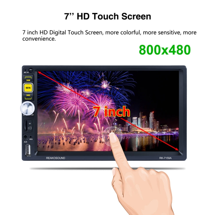 7159A HD 2 Din 7 inch Car Radio Receiver MP5 Player, Support FM & Bluetooth & TF Card