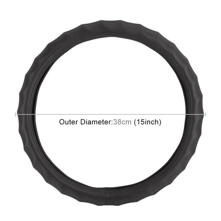Universal Car Wave Matte Leather + Cotton Steering Wheel Cover, Diameter: 38cm