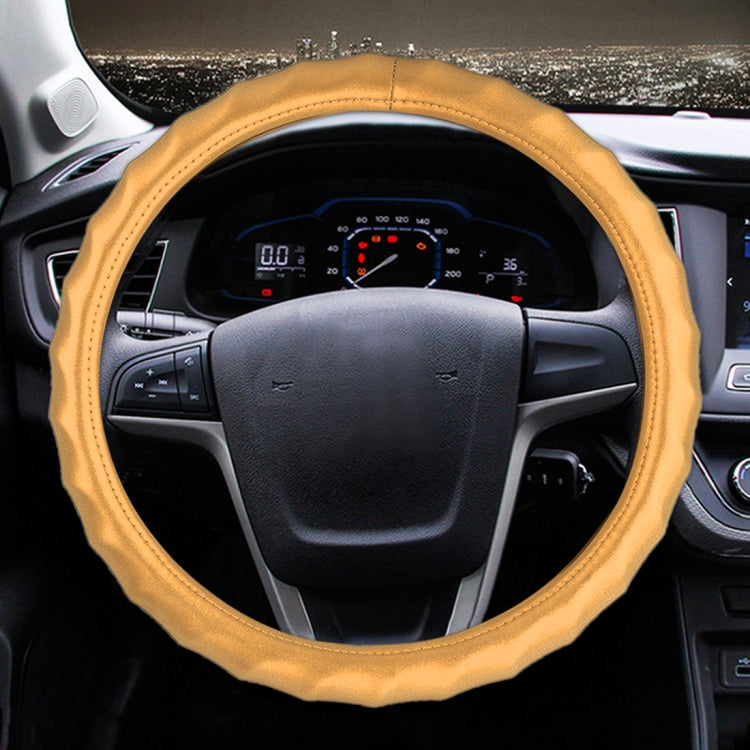 Universal Car Wave Matte Leather + Cotton Steering Wheel Cover, Diameter: 38cm