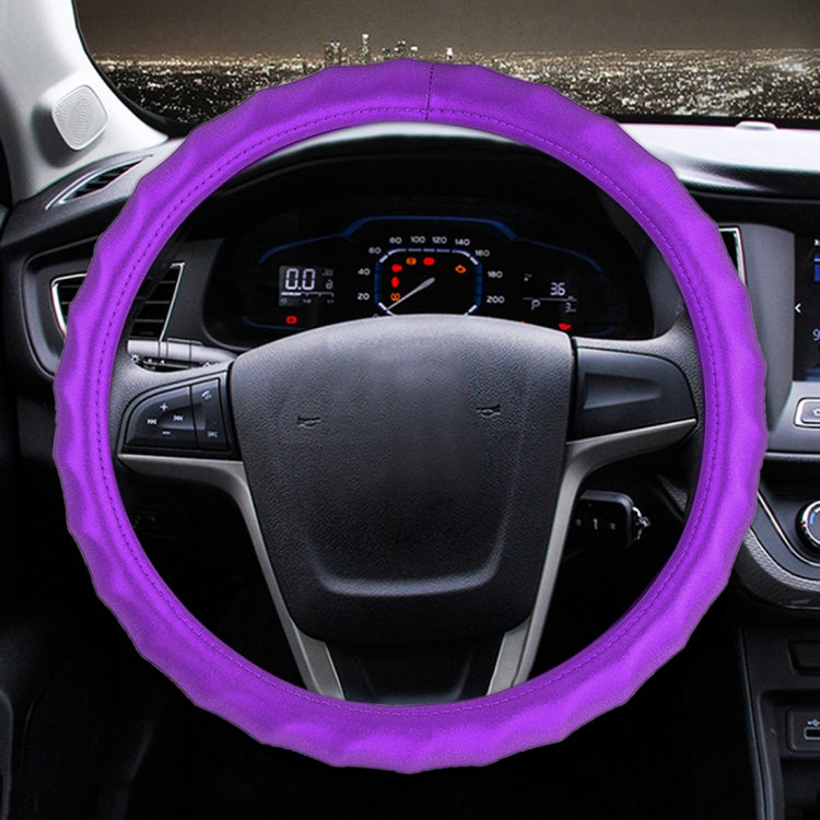 Universal Car Wave Matte Leather + Cotton Steering Wheel Cover, Diameter: 38cm