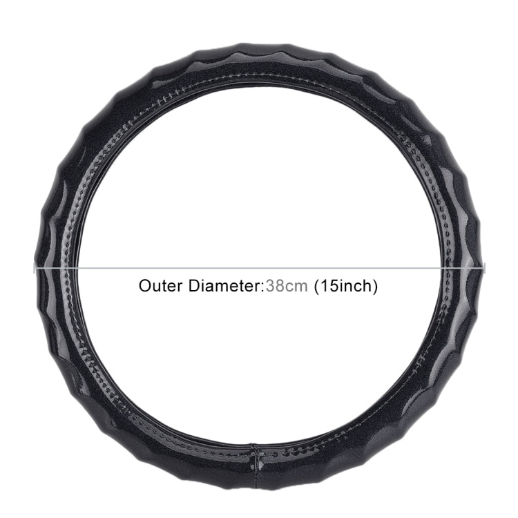 Universal Car Wave Texture Plating Leather Steering Wheel Cover, Diameter: 38cm