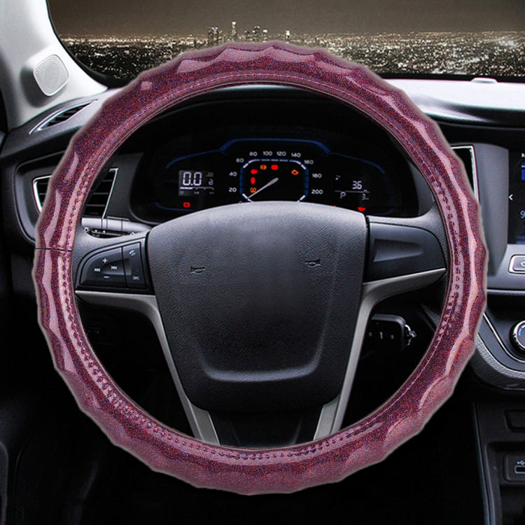 Universal Car Wave Texture Plating Leather Steering Wheel Cover, Diameter: 38cm