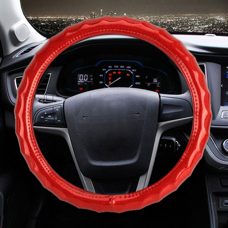 Universal Car Wave Texture Plating Leather Steering Wheel Cover, Diameter: 38cm