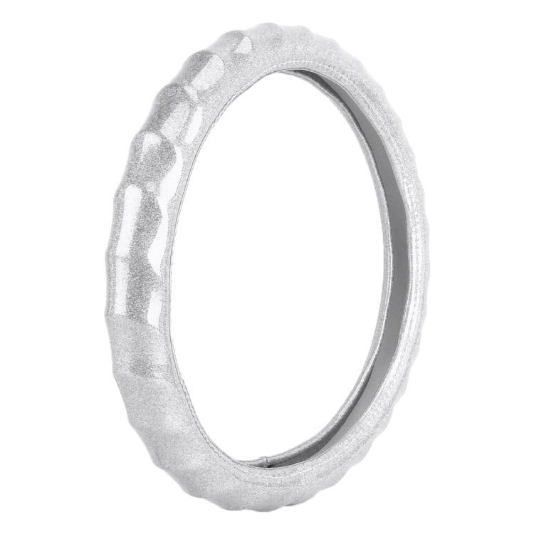 Universal Car Wave Texture Plating Leather Steering Wheel Cover, Diameter: 38cm