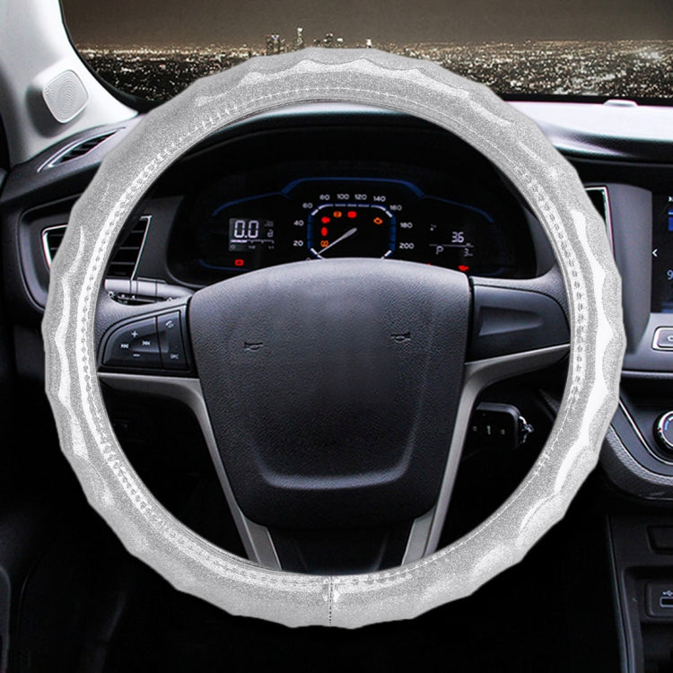 Universal Car Wave Texture Plating Leather Steering Wheel Cover, Diameter: 38cm