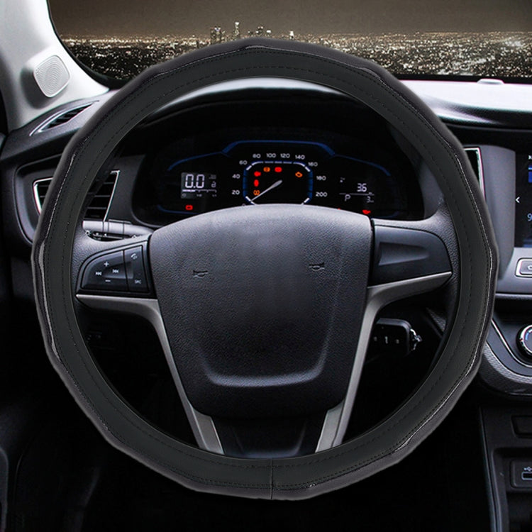 Universal Car Plating Bamboo Knot Leather Steering Wheel Cover, Diameter: 38cm