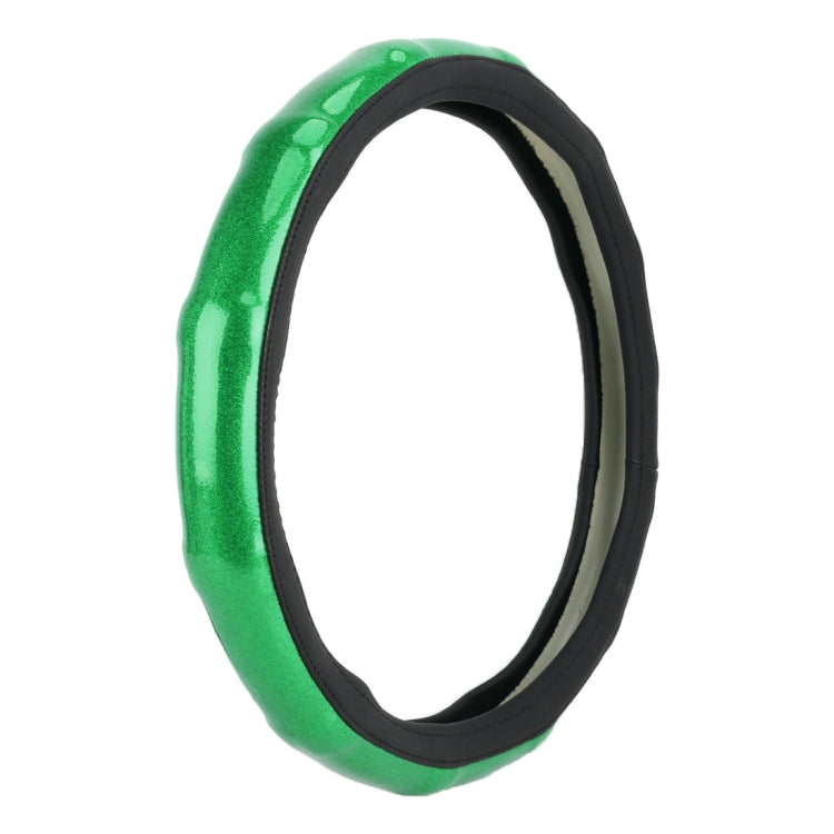 Universal Car Plating Bamboo Knot Leather Steering Wheel Cover, Diameter: 38cm