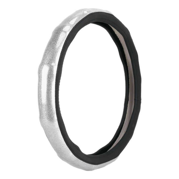Universal Car Plating Bamboo Knot Leather Steering Wheel Cover, Diameter: 38cm